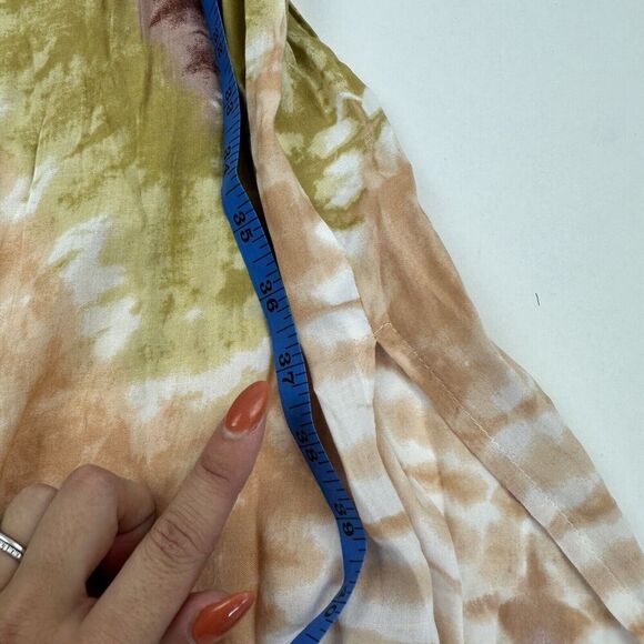 LASCANA By Venus Maxi Dress Tie Dye 3/4 Sleeve Boho Oversized Flowy Slits Sz L - Picture 5 of 16